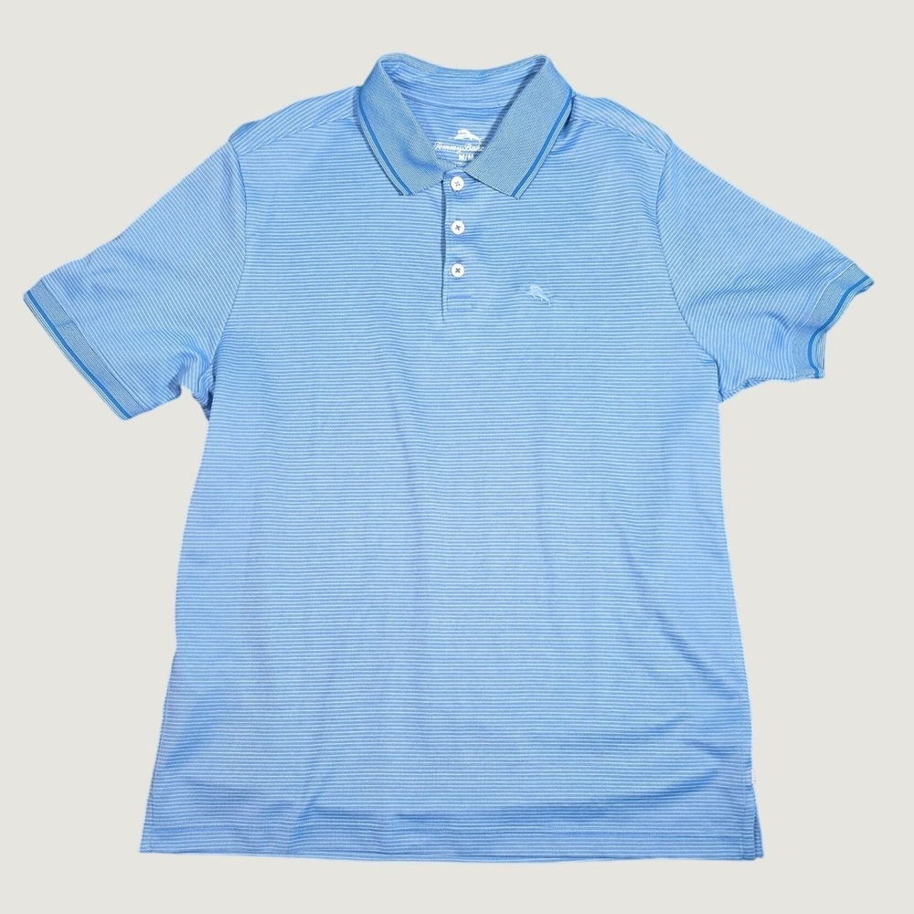 Tommy Bahama Mens Palace Blue Micro Stripe Polo Shirt ST226364TX Size M New